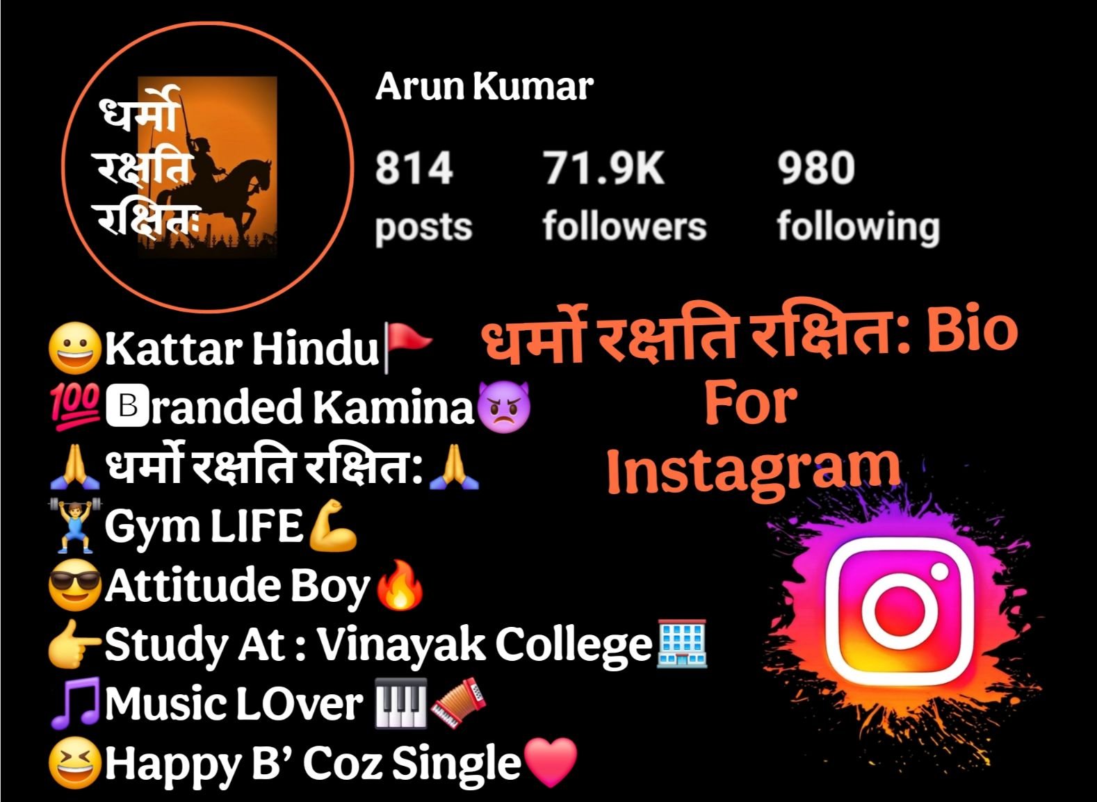 धर्मो रक्षति रक्षित: Bio For Instagram
