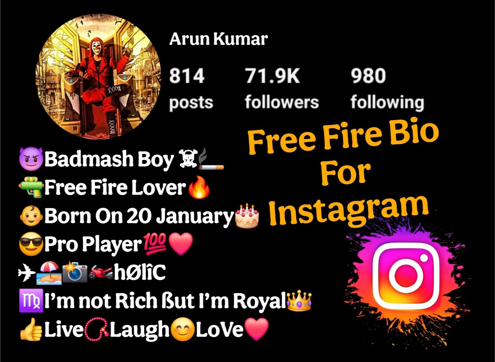 Free Fire Bio For Instagram