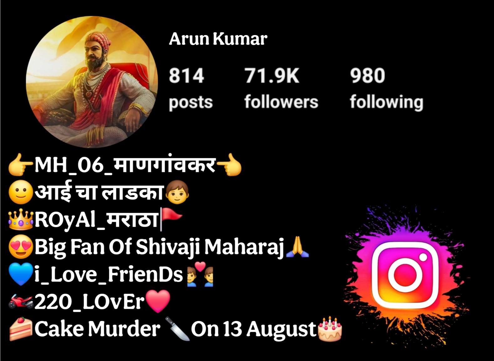 Instagram Bio For Shivaji Maharaj 