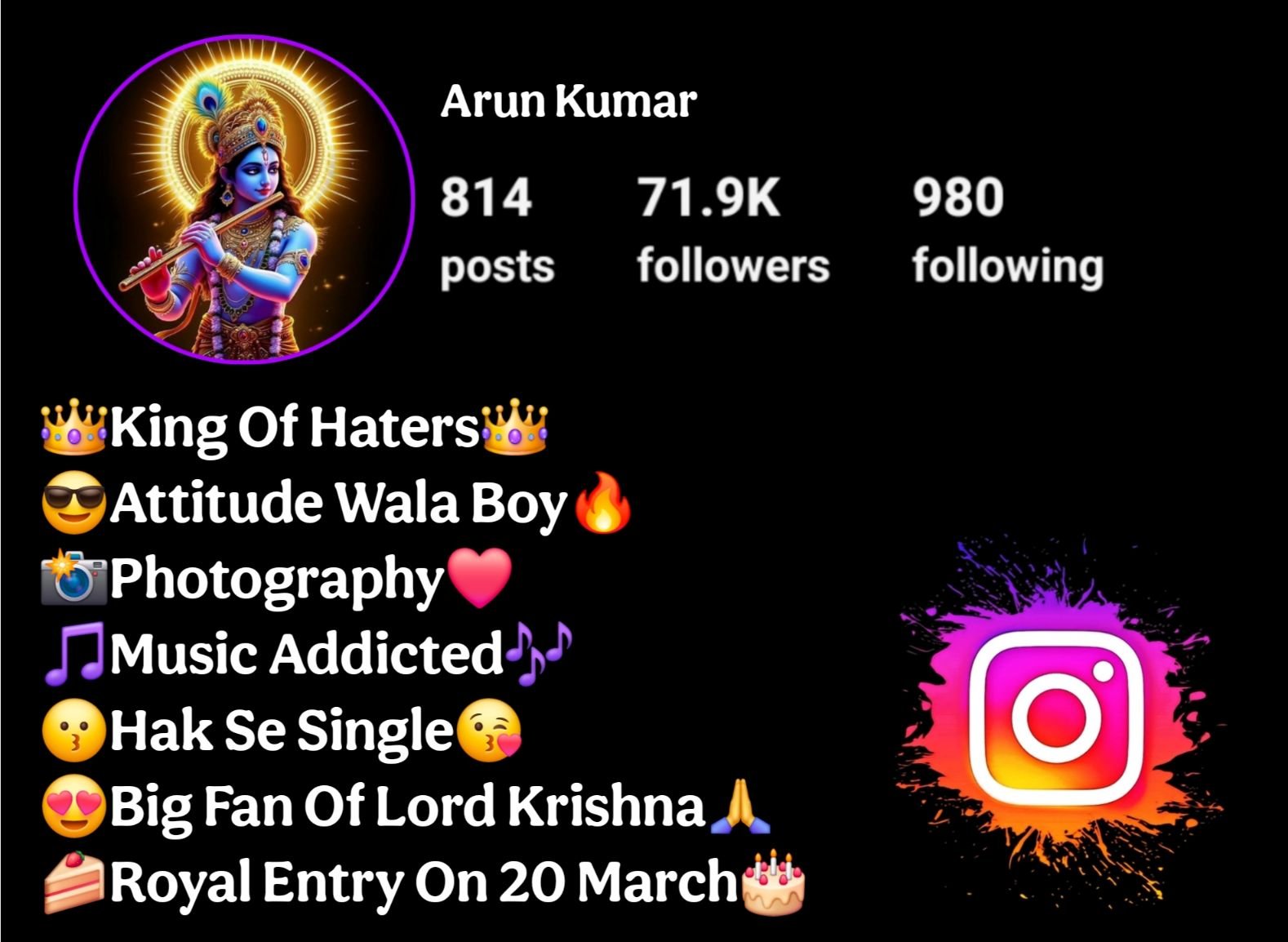Krishna Bio For Instagram
