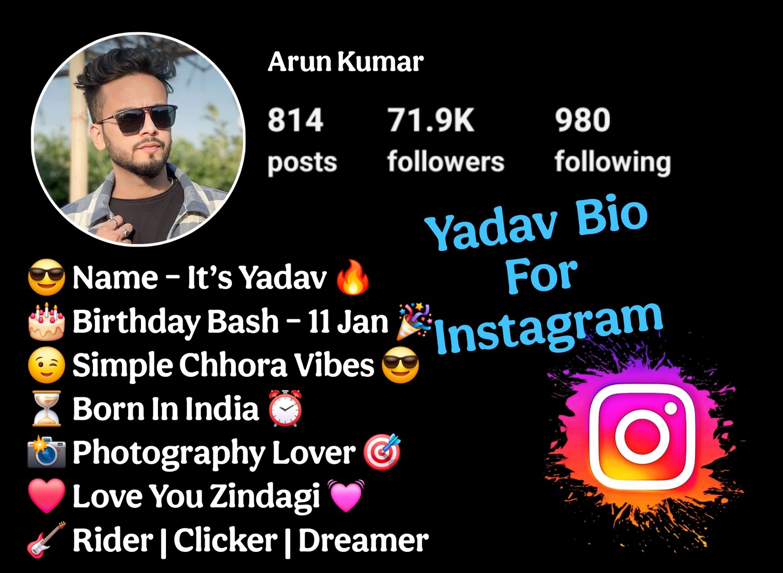 Yadav Bio For Instagram